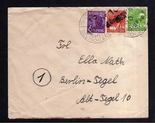 h1966 Handstempel Bezirk 16 Königsee Brief 2.7.48 SST Einheit Deutschlands