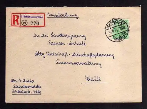 h1789 Handstempel Bezirk 29 Schönebeck 84 Pfg. Einschreiben gepr. Modry BPP Beda