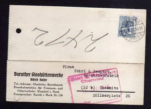 h1669 Handstempel Bezirk 36 Baruth Mark 12.7.48 ohne Nachgebühr Bedarf Baruther