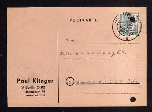 h1883 Handstempel Bezirk 3 Berlin 7 Postkarte 6.7.48 nach Cunewalde