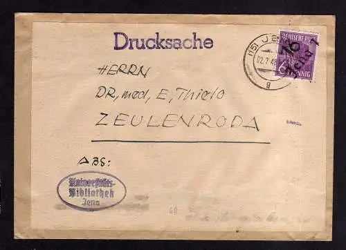 h1964 Handstempel Bezirk 16 Jena 6 Pfg. Drucksache 2.7. Universitäts Bibliothek