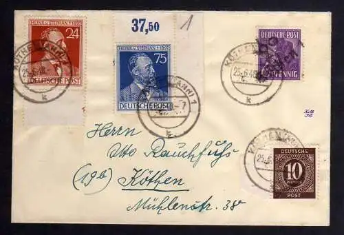 h2217 Handstempel Bezirk 2° Köthen 6 Pfg., + zehnfach gepr. Dr. Kalb BPP Stephan