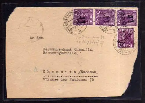 h1704 Handstempel Bezirk 27 gersdorf Nummerator + 41 Hohenstein auf Briefvorders