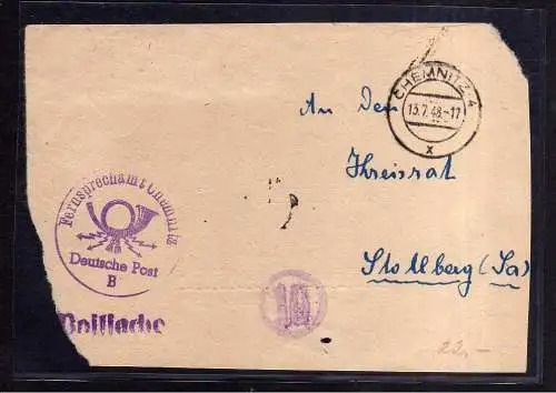 h1704 Handstempel Bezirk 27 gersdorf Nummerator + 41 Hohenstein auf Briefvorders