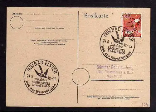 h1850 Handstempel Bezirk 20 Osterwieck Postkarte SST Bad Elster