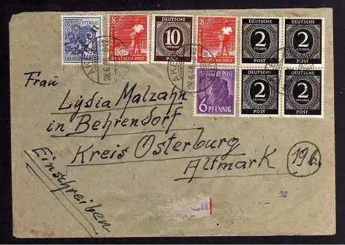 h2212 Handstempel Bezirk 2° Aken Brief gepr. Kalb BPP 80 Pfg. + Zehnfach