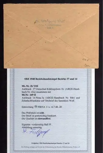 h2205 Handstempel Bezirk 37 und 14 Brief Ostseebad Kühlungsborn Zi. 5 mit 10 Pfg