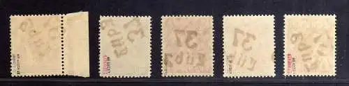 h2482 Handstempel Bezirk 37 48 Lübz 25 30 40 50 60 Pfennig postfrisch gepr. BPP