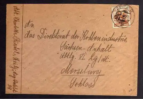 h2887 Handstempel Bezirk 20 Zeitz Bedarfsbrief nach Mersenburg gepr. BPP