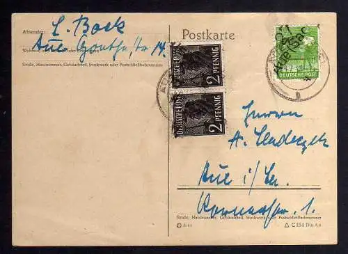 h2891 Handstempel Bezirk 27 Aue Sachs Postkarte gepr. Böheim BPP