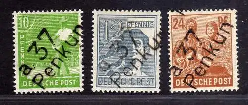 h2541 Handstempel Bezirk 37 63 Penkun 10 Pfg. *  12 24 Pfg. ** postfrisch gepr.