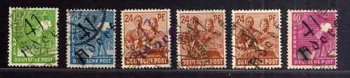 h3053 Handstempel Bezirk 41 Adorf 6 Werte gestempelt gepr. BPP 1x violett