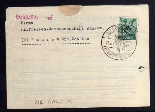 h2946 Handstempel Bezirk 36 Cottbus 16 Pfg. Geschäftspapiere gepr. BPP Währungsr