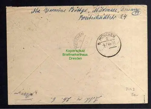 h3443 SBZ Bezirkshandstempel Brief Ziffer 84 gepr. BPP Bezirk 20 Dessau nach Mün