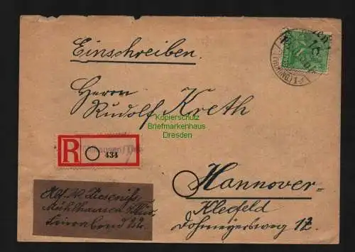 h3923 SBZ Bezirkshandstempel Bezirk 16 Mühlhausen 181 84 Pfg. Einscheiben nach