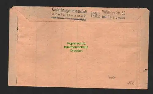 h4061 SBZ Bezirkshandstempel Bezirk 14 Brief Ortsbrief Bautzen P ST Ia Gartenbau