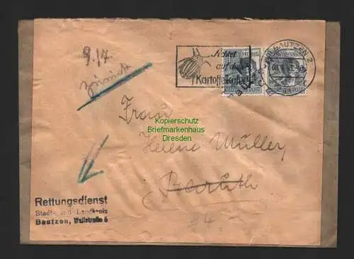 h4066 SBZ Bezirkshandstempel Bezirk 14 Fernbrief Bautzen 1c violett nach Baruth