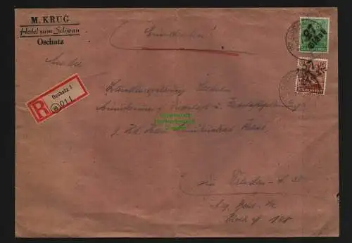 h3981 SBZ Bezirkshandstempel Bezirk 27 R-Brief Oschatz mit 84 Pfg. 181 30.6.48