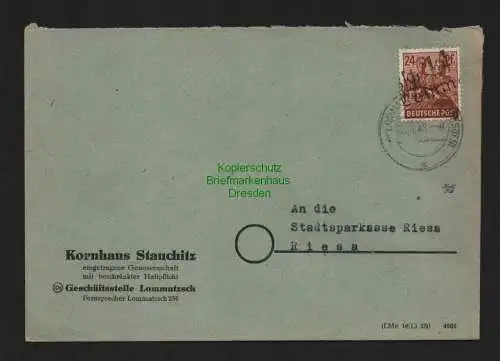 h4216 SBZ Bezirkshandstempel Bezirk 14 Brief Lommatzsch 6.7.48 Stauchitz