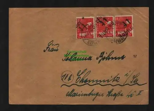 h4033 SBZ Bezirkshandstempel Bezirk 41 Fernbrief Jahnsdorf 3x 8 Pfg. gepr. Hall