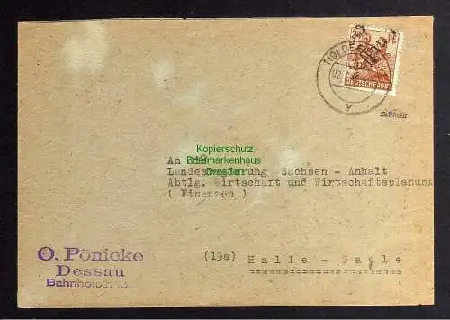 h3233 SBZ Bezirkshandstempel Bezirk 29 Dessau brief 2.7. an Landesregierung