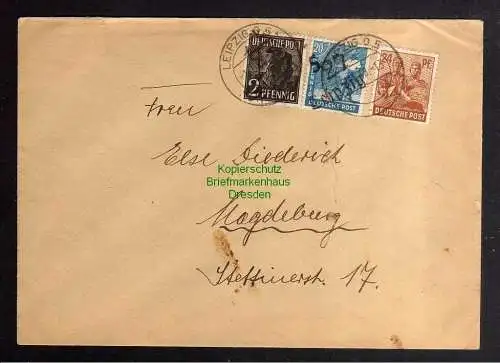 h3250 SBZ Bezirkshandstempel Bezirk 27 Leipzig 5 Brief MiF zehnfach gepr. BPP