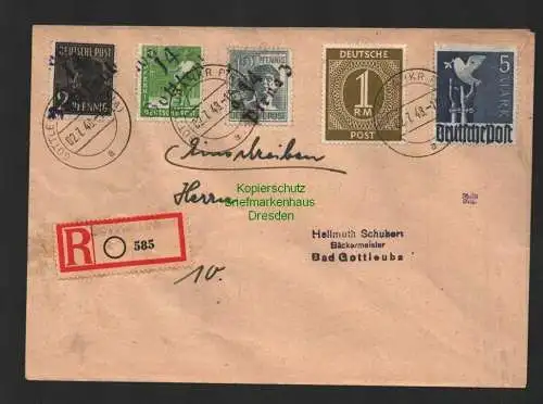 h4130 SBZ Bezirkshandstempel Bezirk 14 Brief Gottleuba Pirna 02.7. gepr. BPP