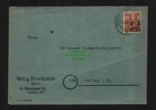 h4036 SBZ Bezirkshandstempel Bezirk 41 Brief Meerane geteilter Aufdruck aus Paar