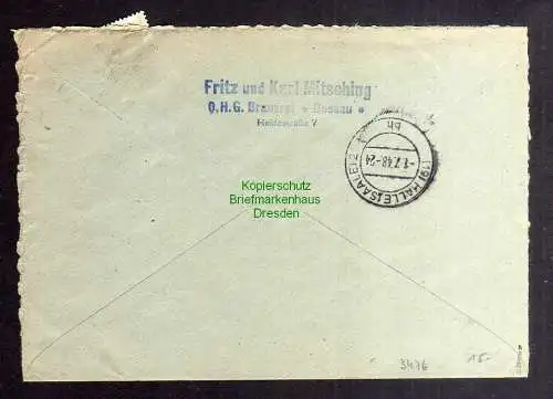 h3476 SBZ Bezirkshandstempel gepr. BPP Bezirk 20 Dessau Einschreiben Kobri Brike