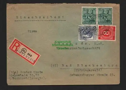 h4264 SBZ Bezirkshandstempel Bezirk 14 R-Brief Neukirch Lausitz 5.7. Ringenhain