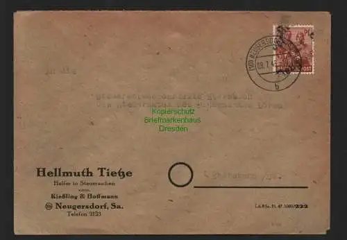 h4258 SBZ Bezirkshandstempel Bezirk 14 Brief Neugersdorf 08.7.48 nach Ebersbach