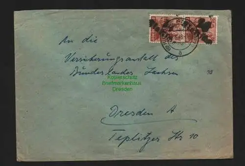 h4190 SBZ Bezirkshandstempel Bezirk 14 Doppelbrief Klotzsche 25.6.48 n. Dresden