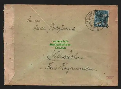 h4182 SBZ Bezirkshandstempel Bezirk 14 Brief Hoyerswerda 29.6. an Weisskolm