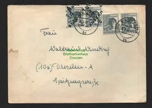 h4065 SBZ Bezirkshandstempel Bezirk 14 Fernbrief Bautzen 1c nach Dresden