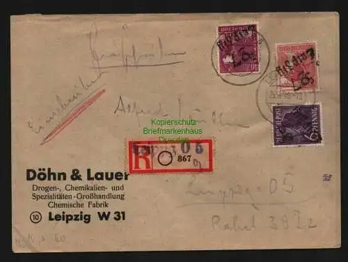 h3990 SBZ Bezirkshandstempel Bezirk 27 Leipzig O5 Orts-R-Brief gepr. BPP