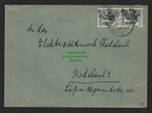 h4089 SBZ Bezirkshandstempel Bezirk 14 Brief Coswig 28.6.48 2x 12 Pfg an E-Werk