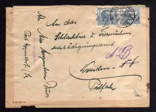 h360 Brief Handstempel Bezirk 41 Eppendorf 2.7.48 Kleinhartmannsdorf an Schlacht