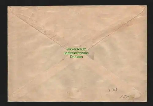 h4163 SBZ Bezirkshandstempel Bezirk 14 Brief Hainsberg 30.6.48