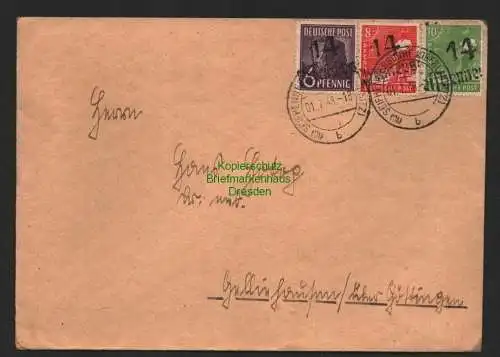 h4374 SBZ Bezirkshandstempel Bezirk 14 Brief Seifhennersdorf 1.7. n Gelliehausen