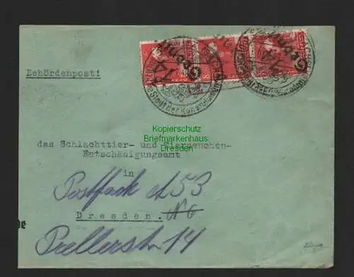 h4368 SBZ Bezirkshandstempel Bezirk 14 Brief Behördenpost Sebnitz 7.7.48 Dresden