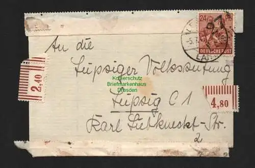 h4728 SBZ Bezirkshandstempel Bezirk 27 Leisnig Leipzig Land Briefvorderseite gp.