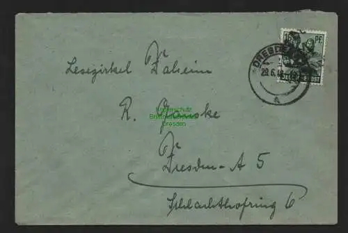 h4494 SBZ Bezirkshandstempel Bezirk 14 Ortsbrief Dresden 16 Pfg. 29.6. Lesezirke