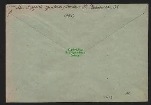 h4613 SBZ Bezirkshandstempel Bezirk 14 Brief Dresden Amtsgericht gepr Herbst BPP