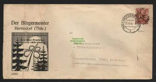 h4692 SBZ Bezirkshandstempel Bezirk 16 Hermsdorf Brief Der Bürgermeister gepr.