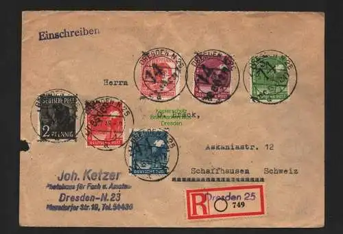 h4500 SBZ Bezirkshandstempel Bezirk 14 Auslandsbrief Einschreiben Schaffhausen