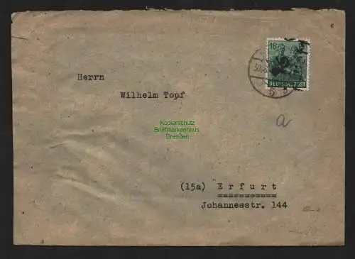 h4652 SBZ Bezirkshandstempel Bezirk 16 Ortsbrief Erfurt 30.6.gepr. Schmidt