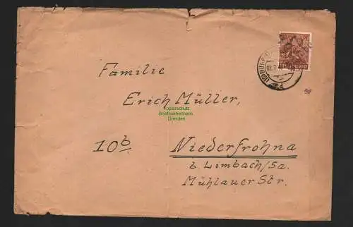 h4724 SBZ Bezirkshandstempel Bezirk 27 Frohburg 2.7.48 Brief Niederfrohna gepr.