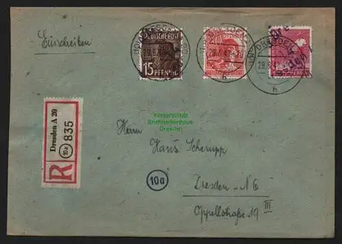 h4583 SBZ Bezirkshandstempel Bezirk 14 R-Brief Dresden A20 43 gepr. Müller BPP