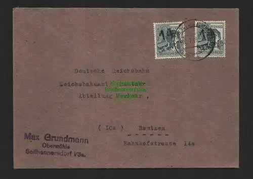 h4376 SBZ Bezirkshandstempel Bezirk 14 Brief Seifhennersdorf an Reichsbahnamt