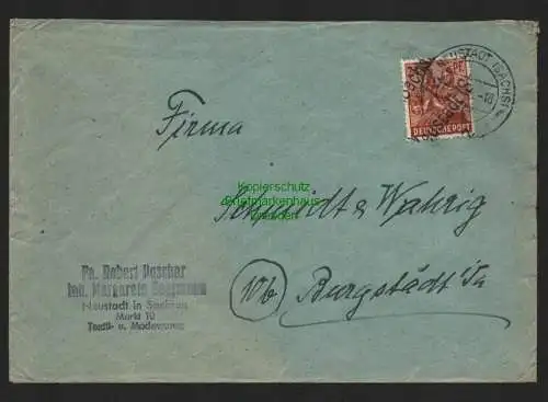 h4271 SBZ Bezirkshandstempel Bezirk 14 Brief Neustadt Sachs. nach Burgstädt